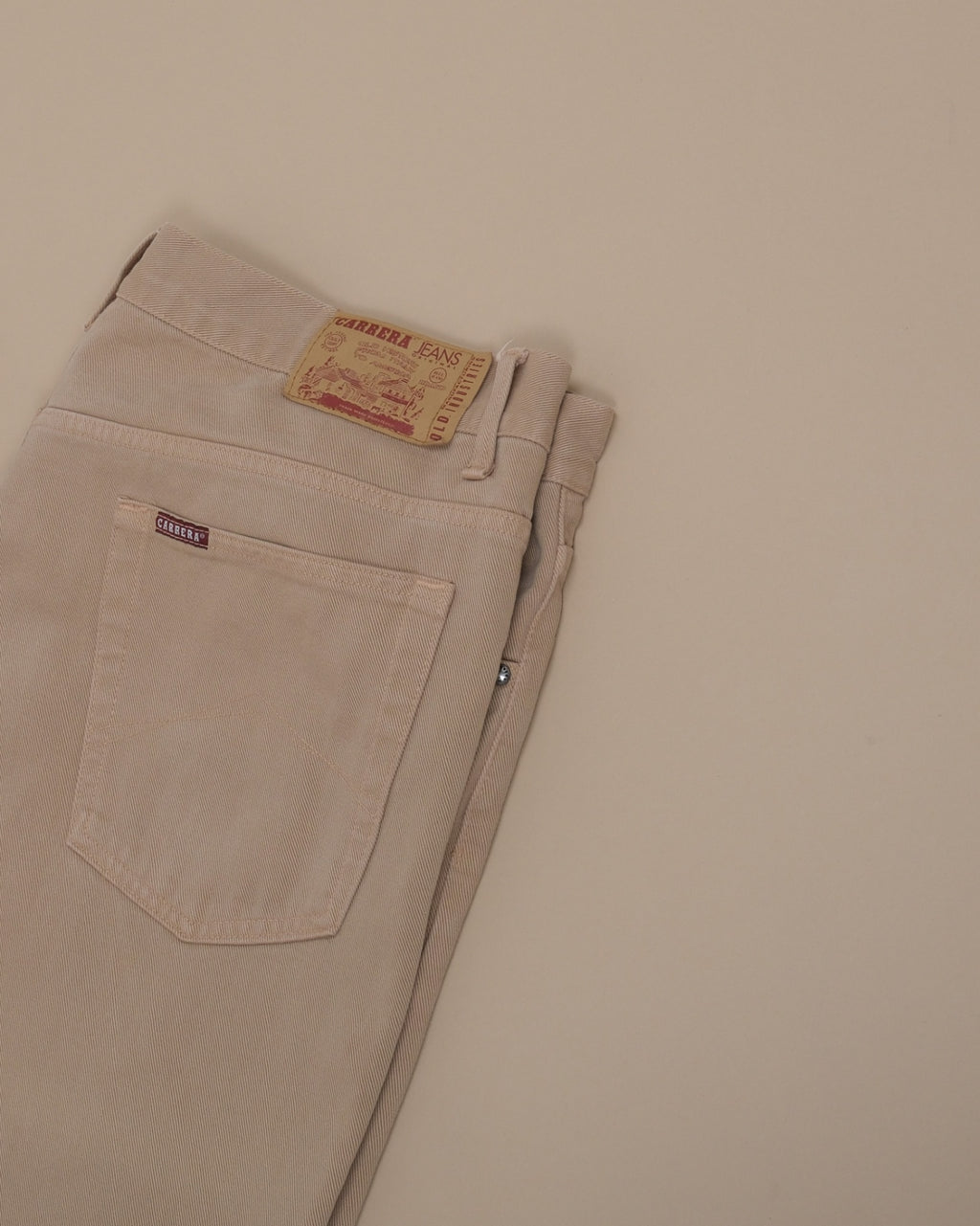 Beige High-Rise 5-Pocket Denim