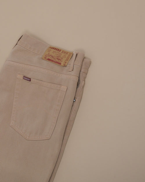 Beige High-Rise 5-Pocket Denim
