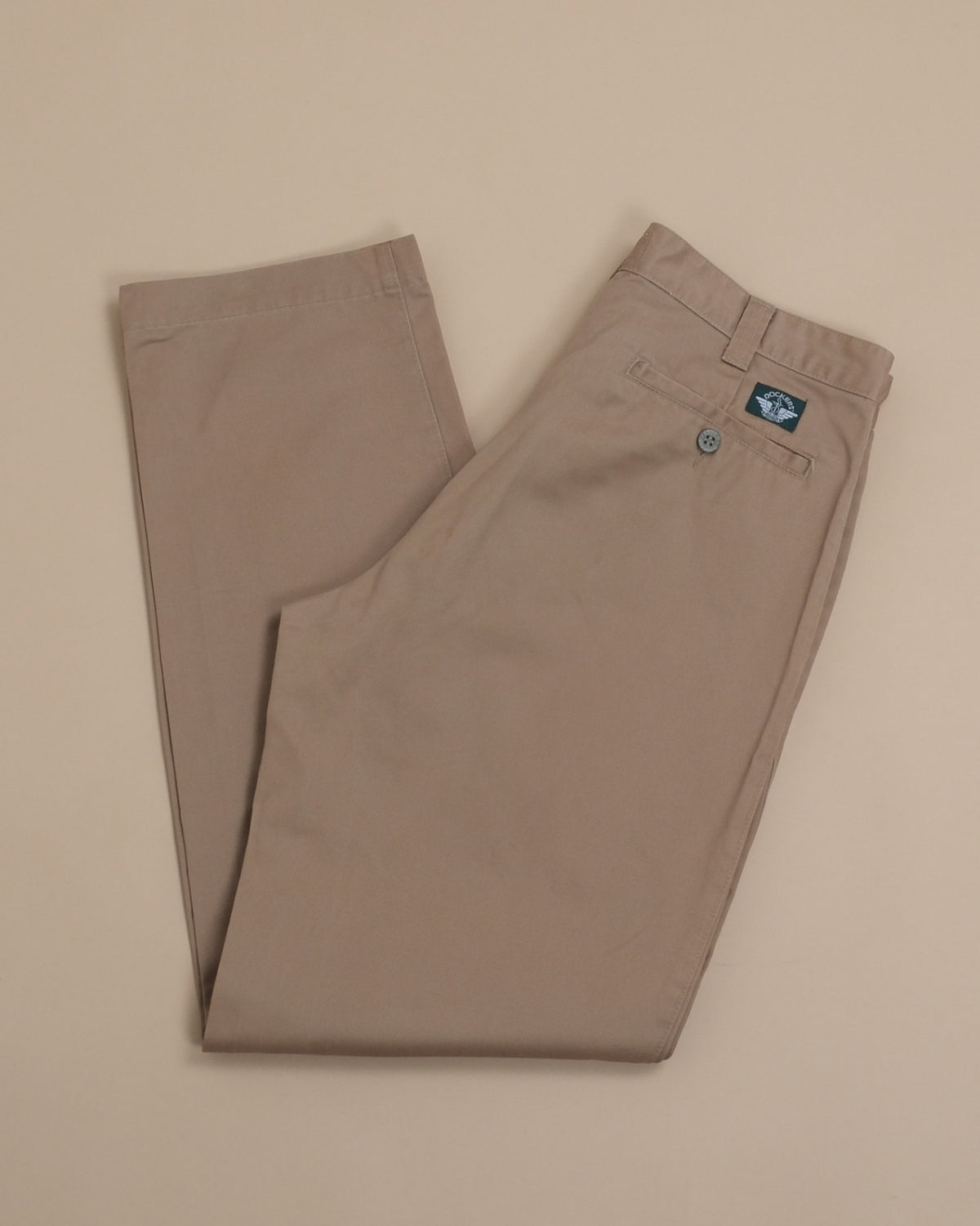 Olive Khaki Cotton Twill High-Rise Flat Front Slacks
