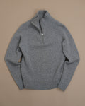 Grey Chunky Lambswool Raglan Half-Zip