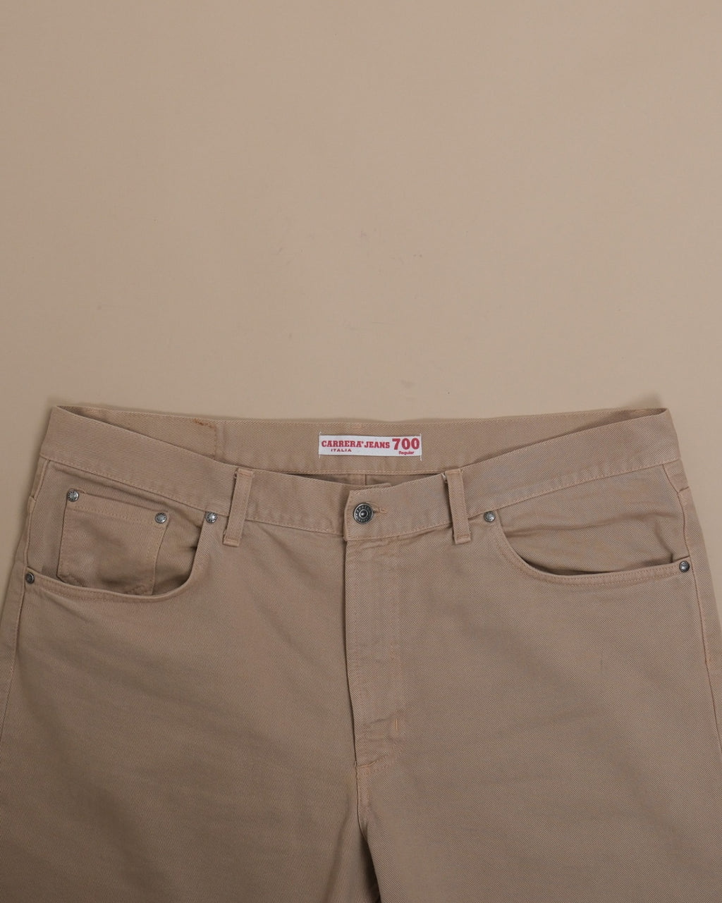Beige High-Rise 5-Pocket Denim
