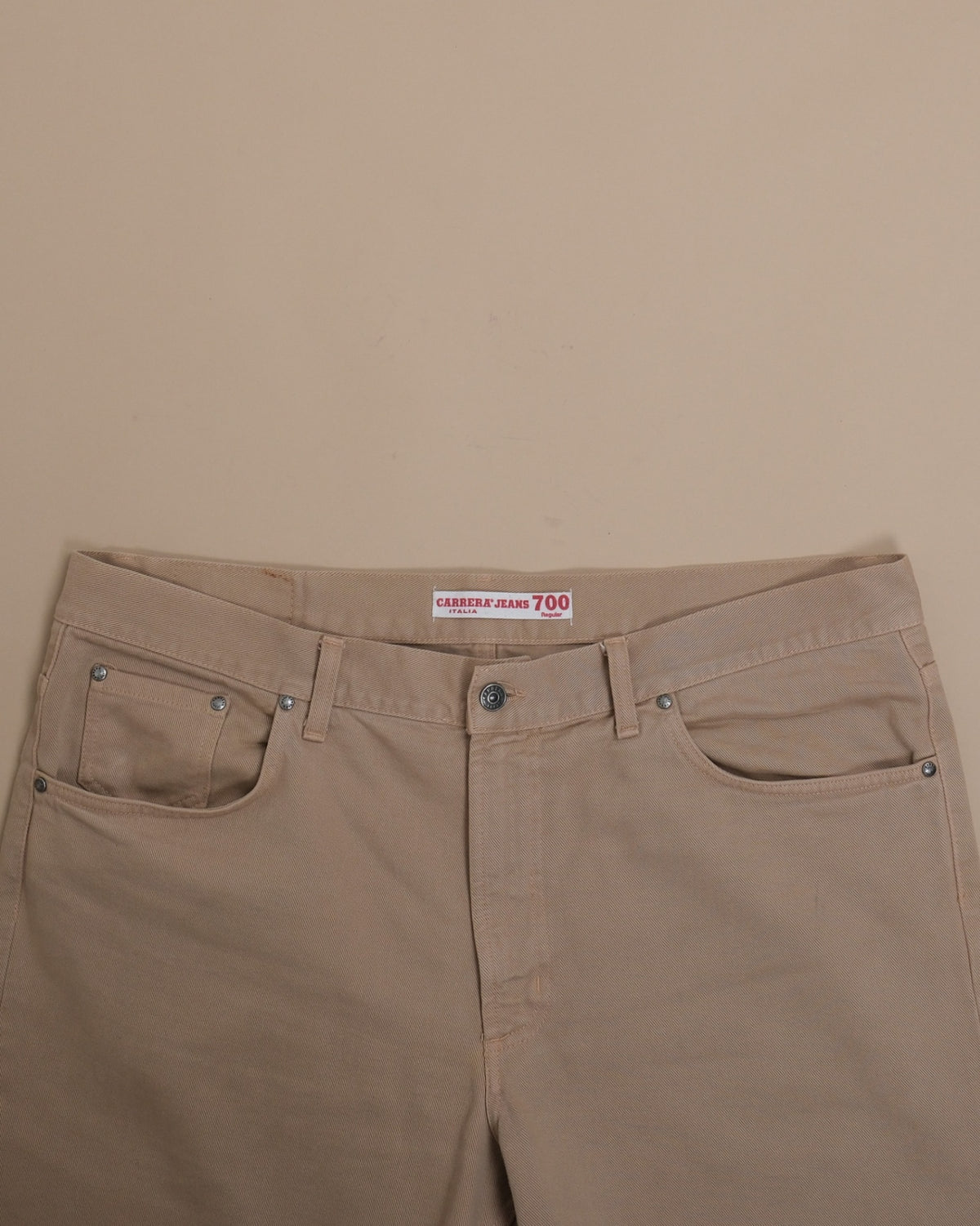 Beige High-Rise 5-Pocket Denim