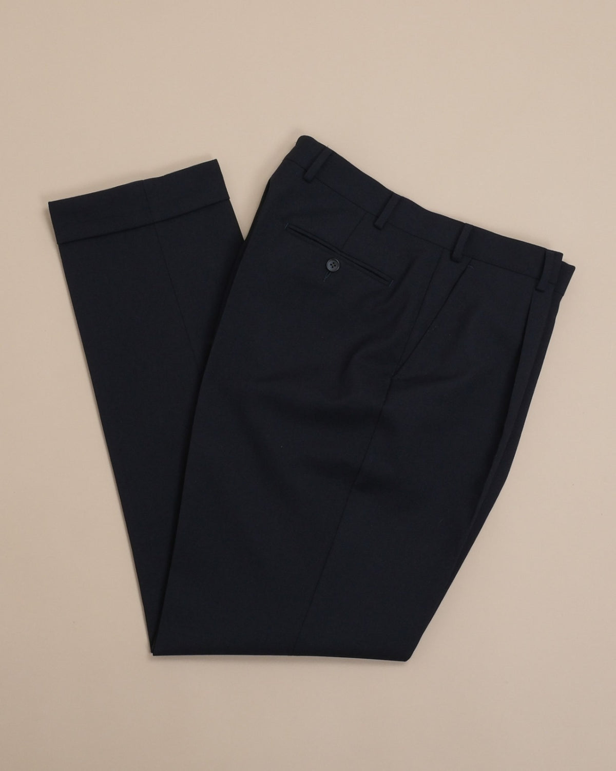 Black High-Twist Wool Pleated Trousers