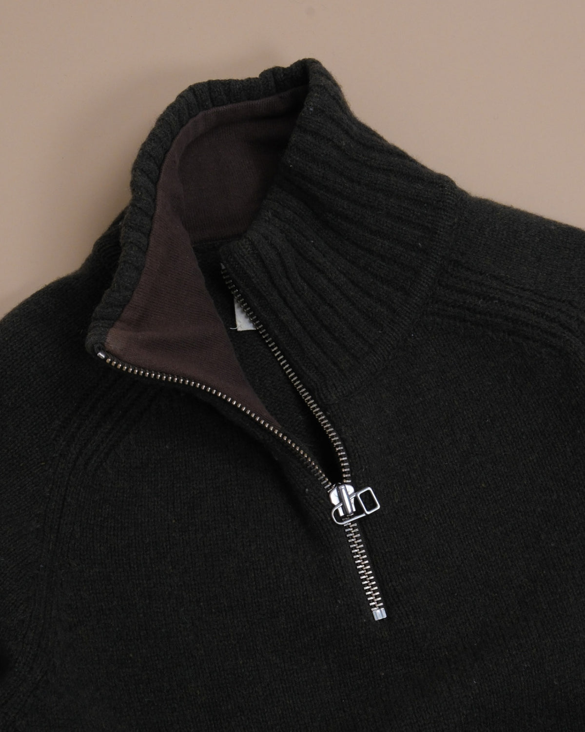 Dark Forest Chunky Lambswool Raglan Half-Zip