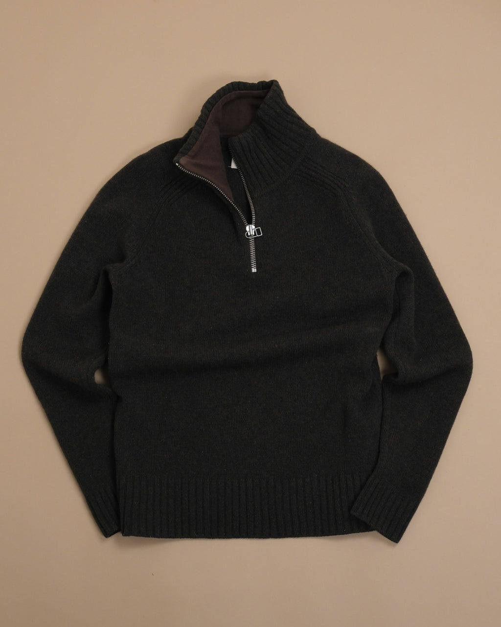 Dark Forest Chunky Lambswool Raglan Half-Zip