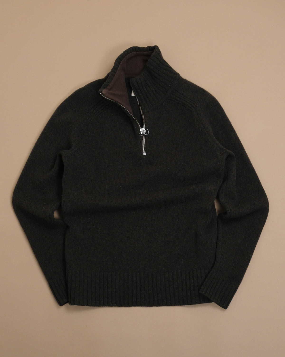 Dark Forest Chunky Lambswool Raglan Half-Zip