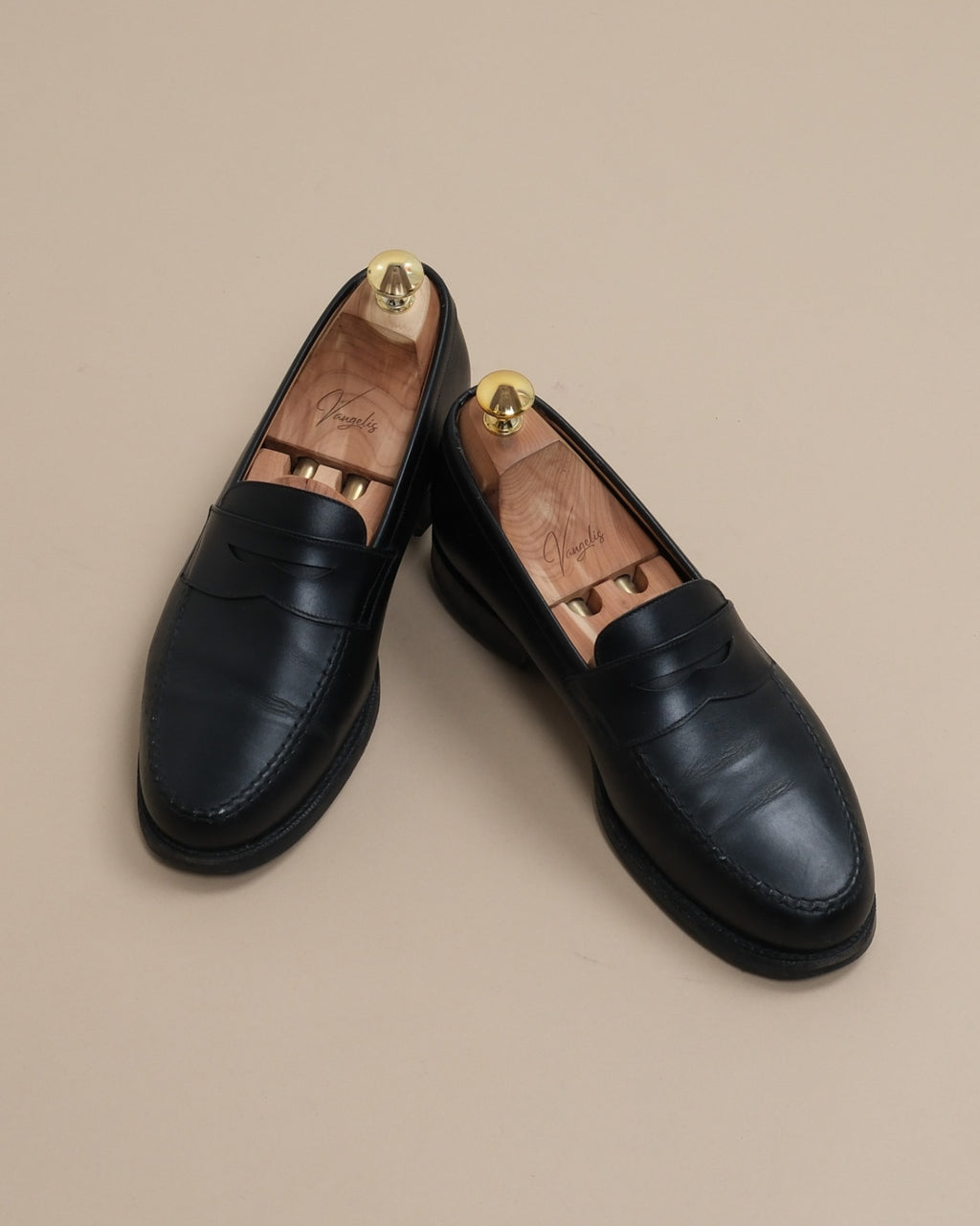 Black Leather Penny Loafers