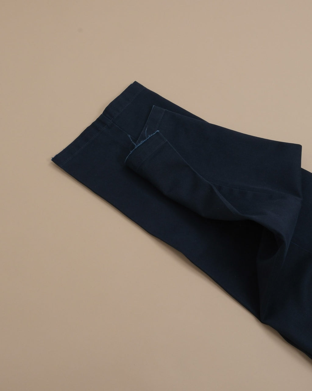 Navy Twill High-Rise Pleated Trousers