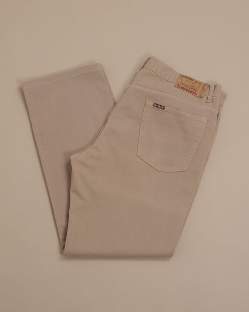 Beige High-Rise 5-Pocket Denim