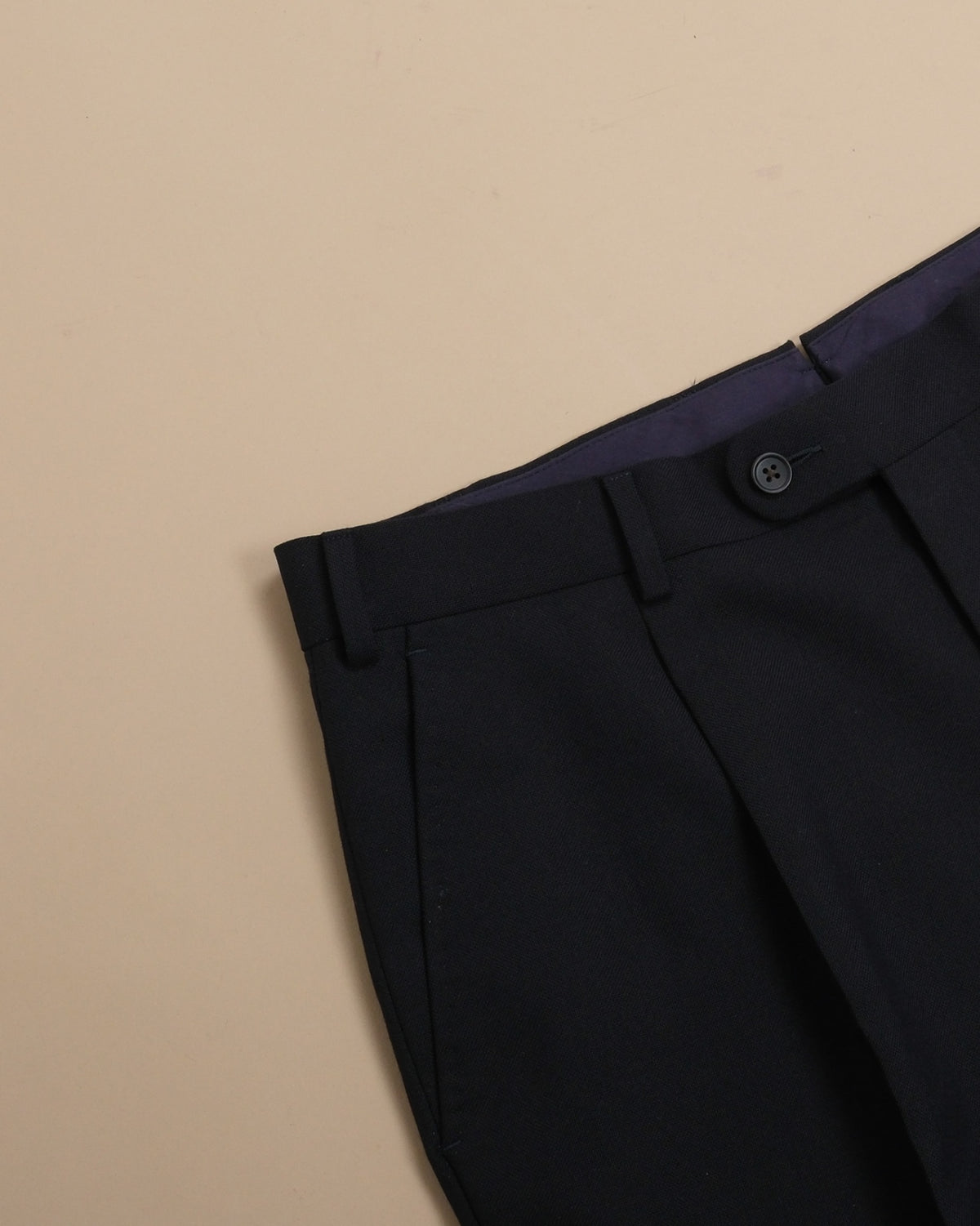 Black High-Twist Wool Pleated Trousers