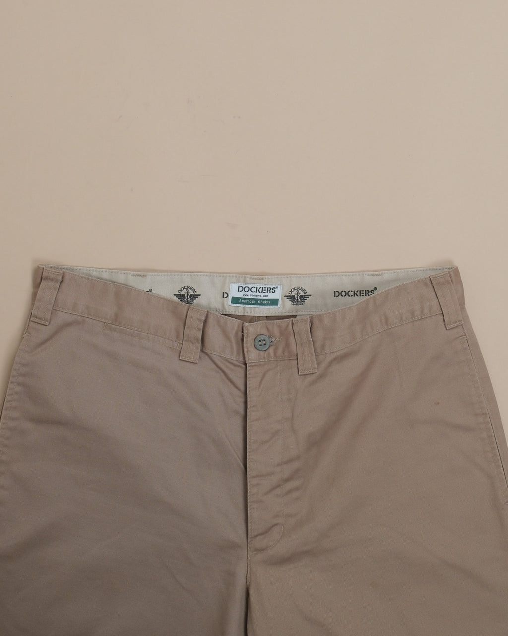 Olive Khaki Cotton Twill High-Rise Flat Front Slacks