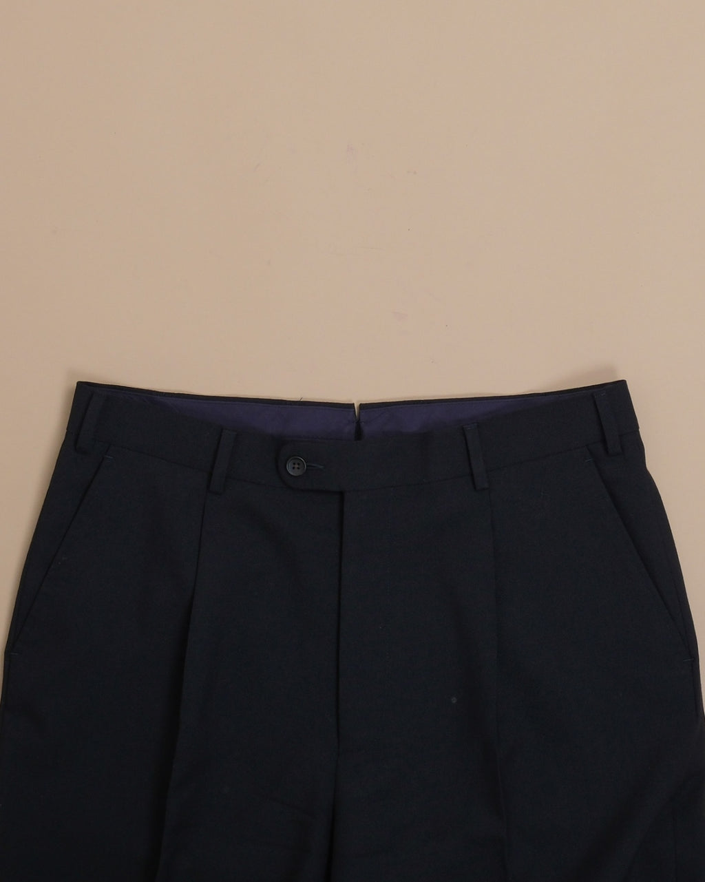 Black High-Twist Wool Pleated Trousers