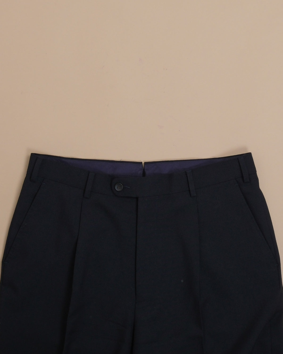 Black High-Twist Wool Pleated Trousers