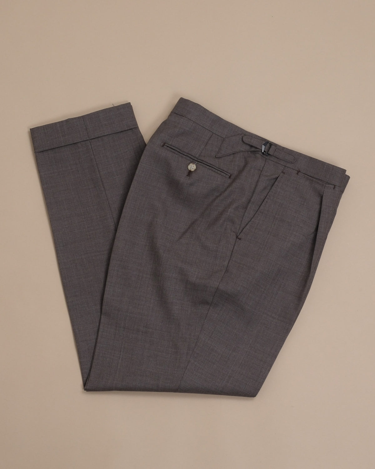 Taupe High-Rise High Twist Wool Trousers