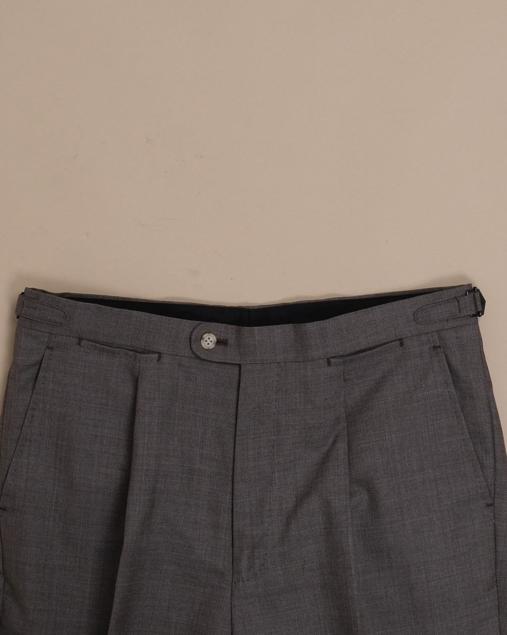 Taupe High-Rise High Twist Wool Trousers
