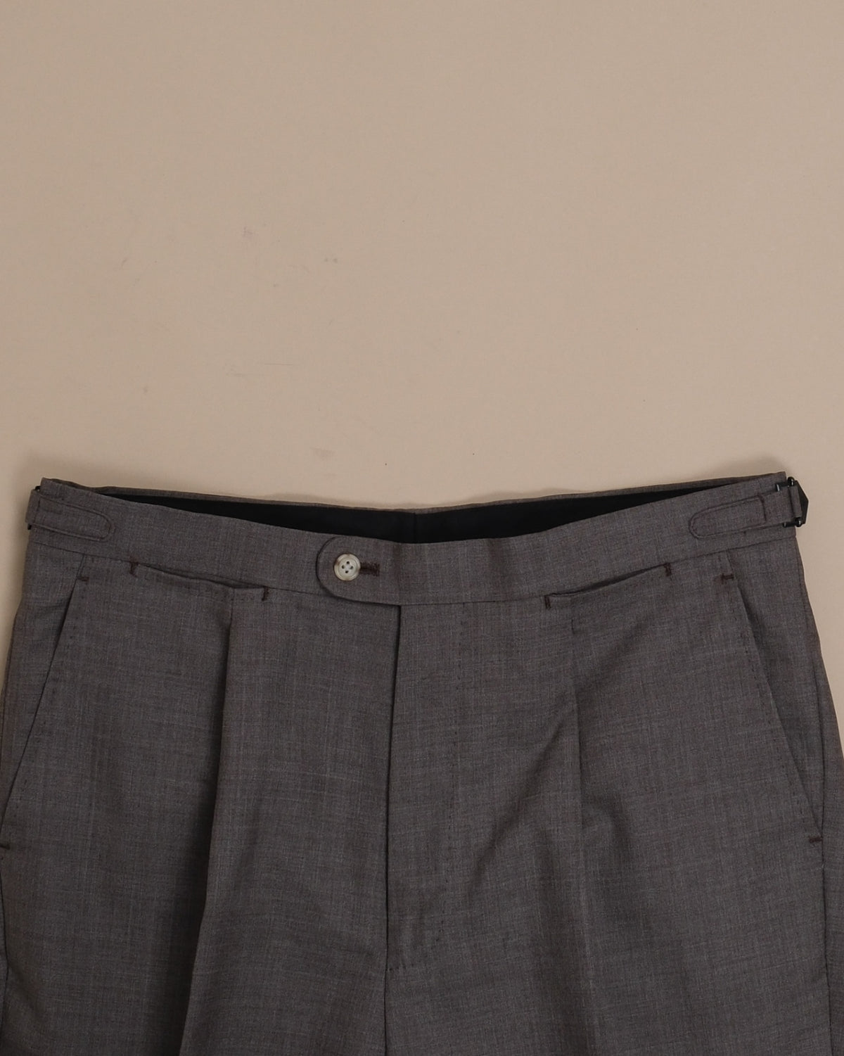 Taupe High-Rise High Twist Wool Trousers