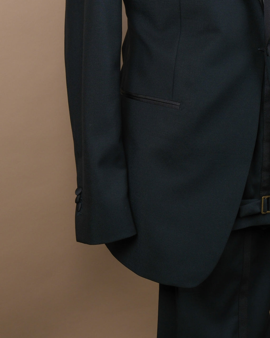Black Wool/Mohair Peak Lapel Tuxedo