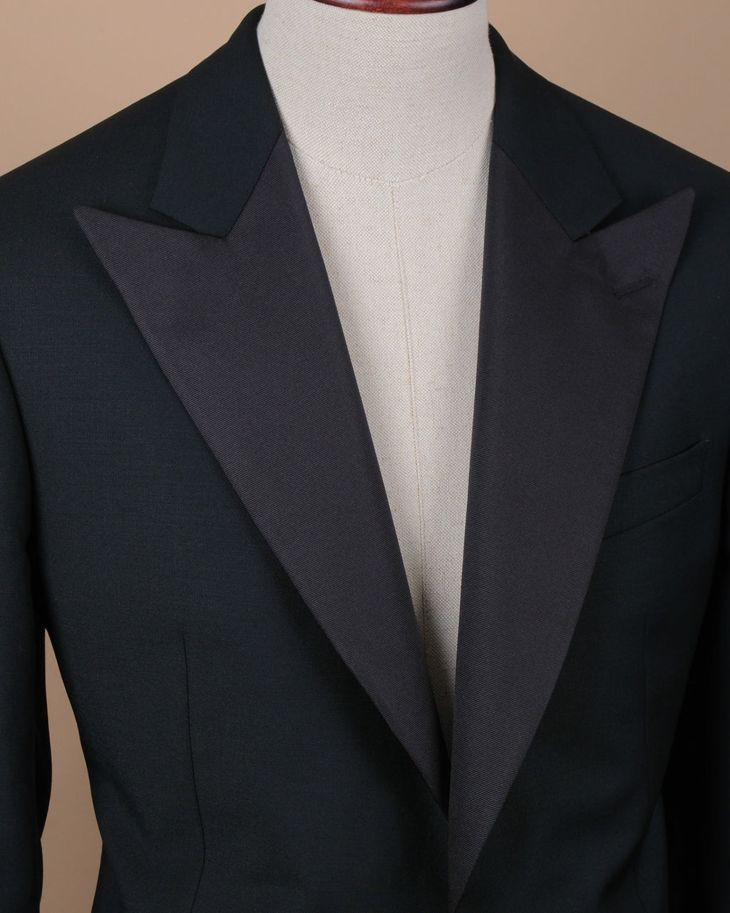 Black Wool/Mohair Peak Lapel Tuxedo