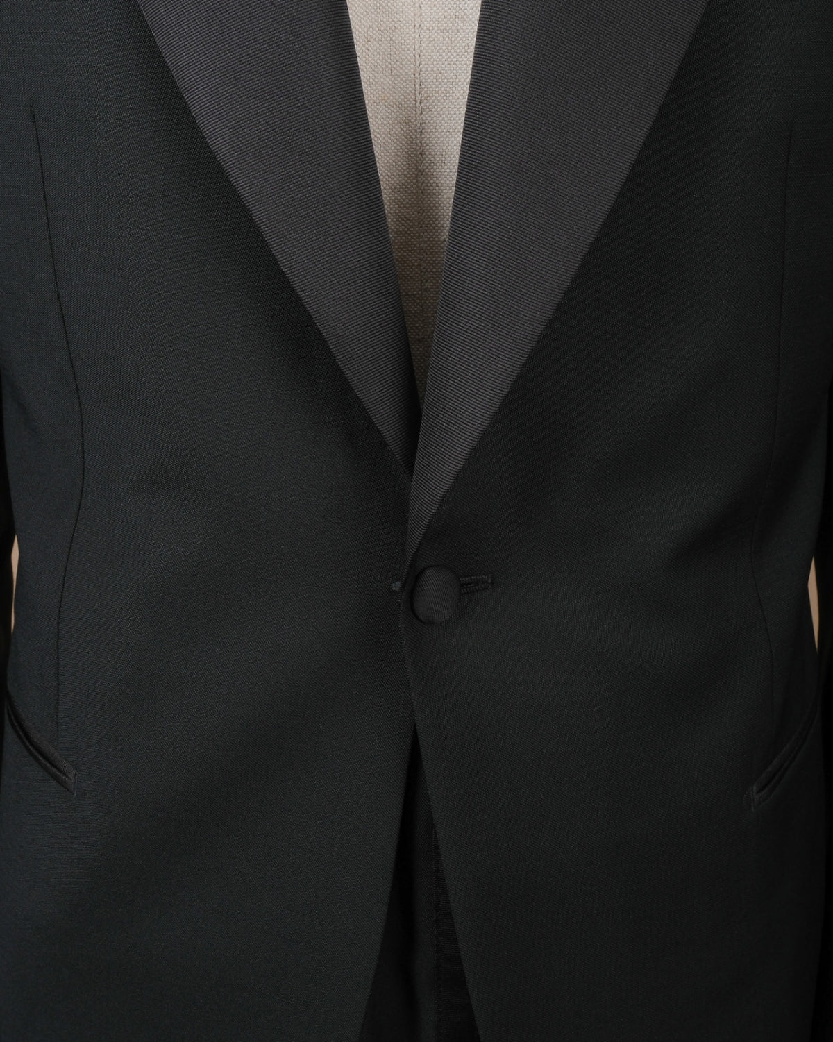 Black Wool/Mohair Peak Lapel Tuxedo
