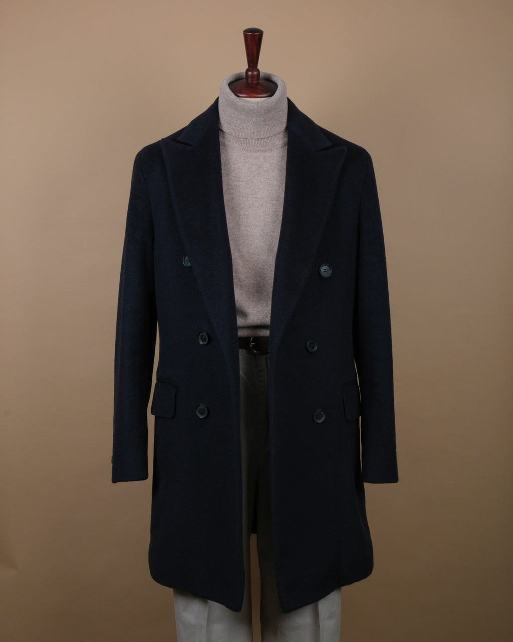 Navy Camel DB. Overcoat