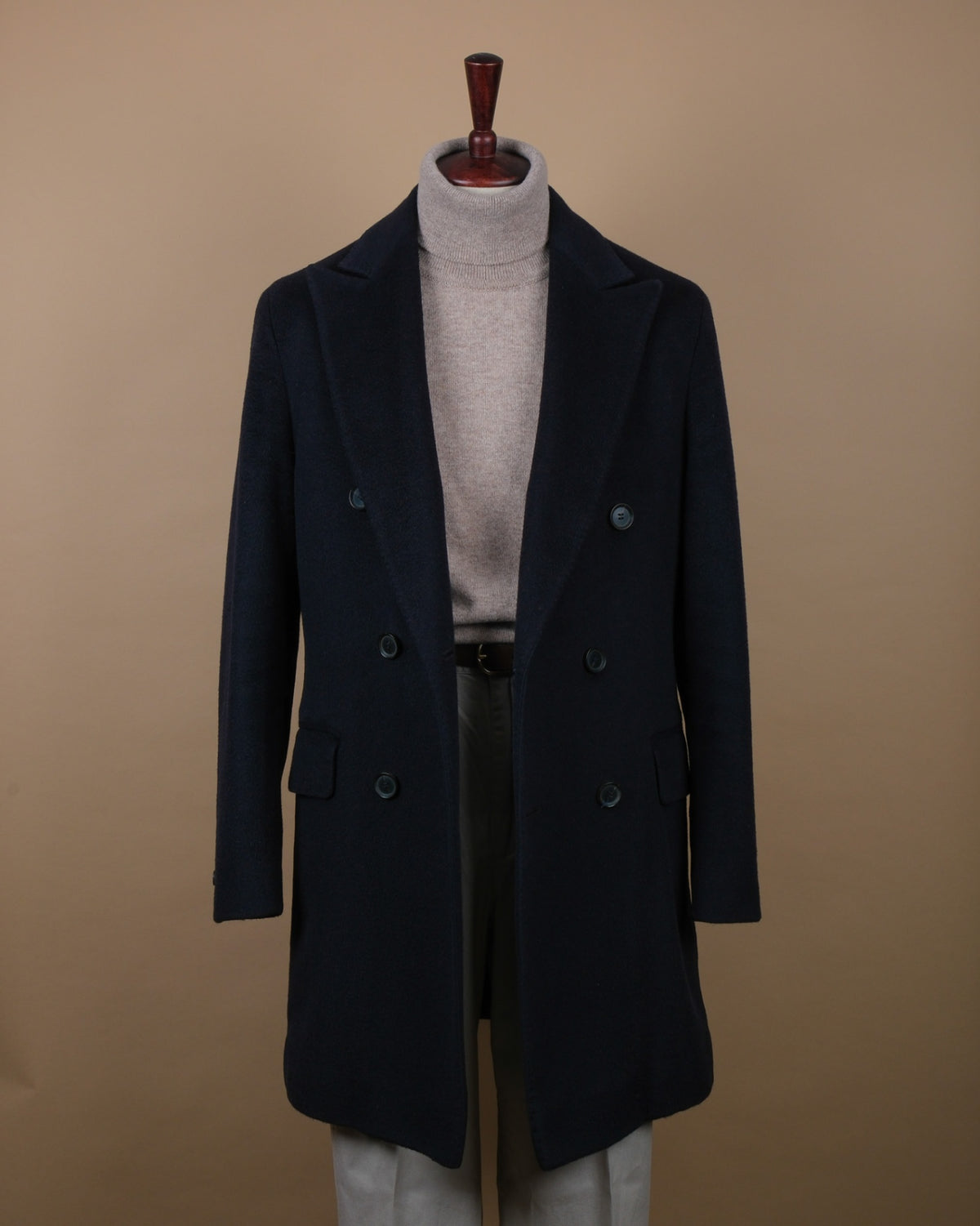 Navy Camel DB. Overcoat