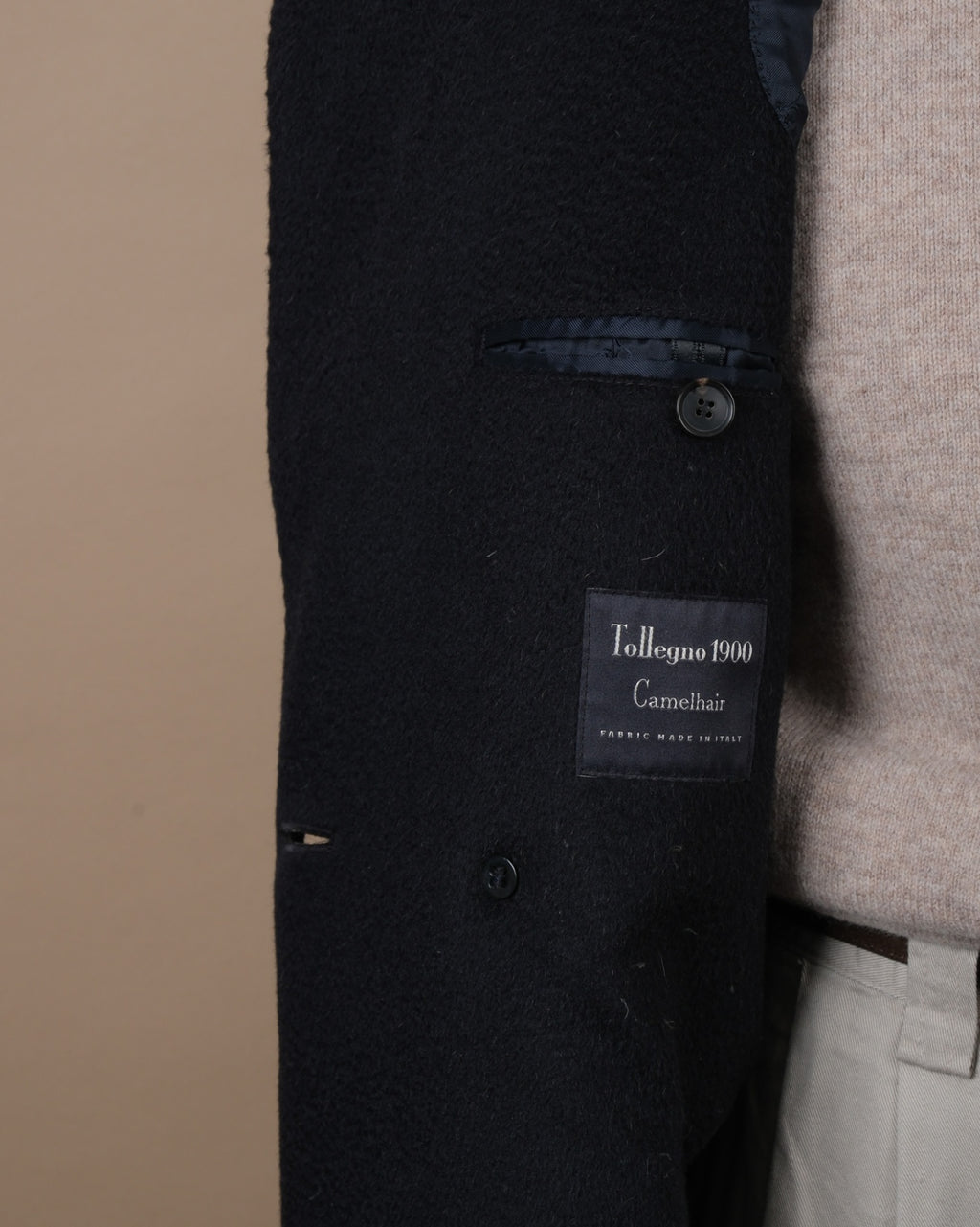 Navy Camel DB. Overcoat