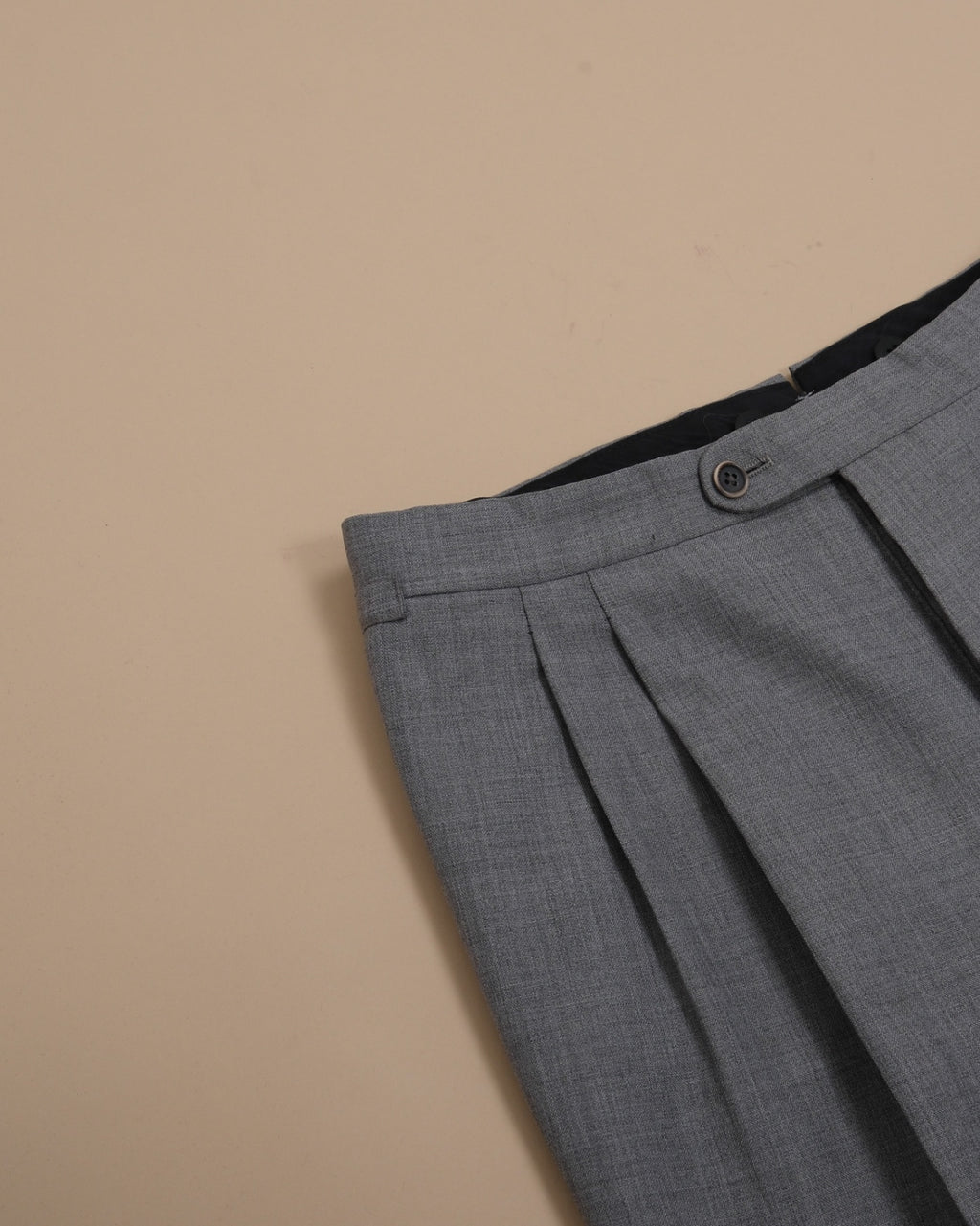 Grey High-Twist High-Rise Pleated Trousers