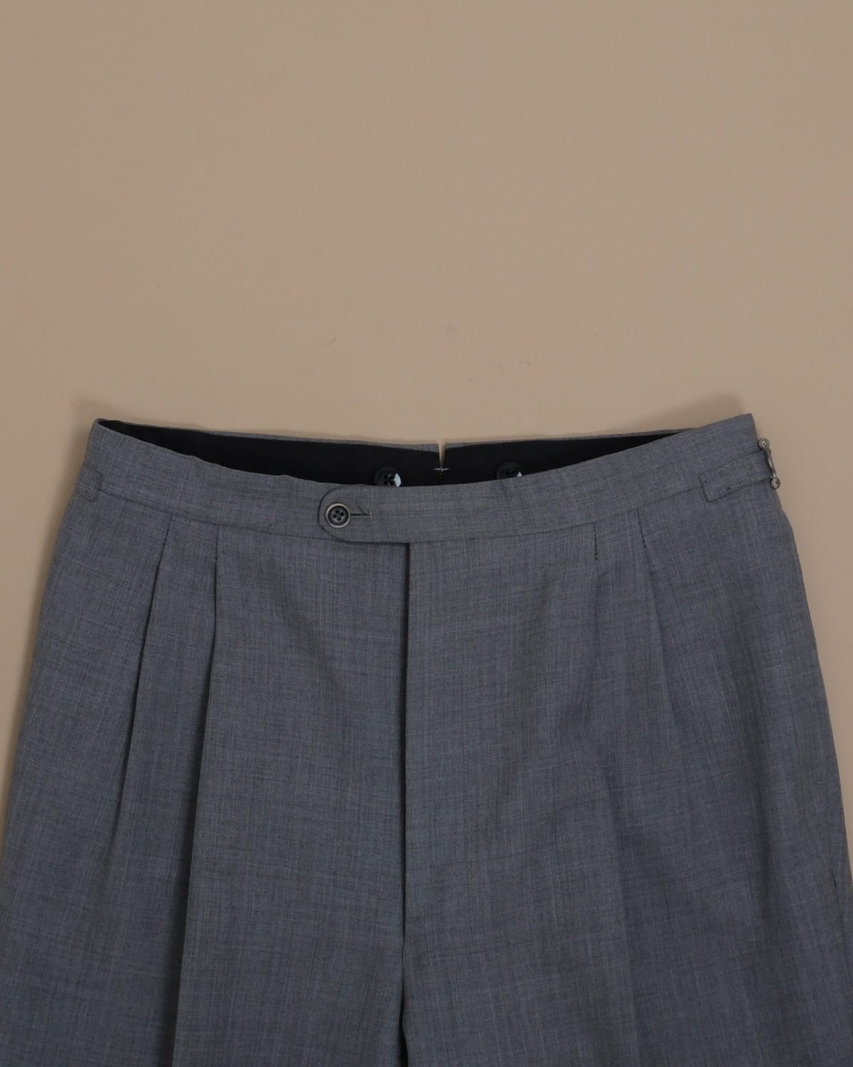 Grey High-Twist High-Rise Pleated Trousers
