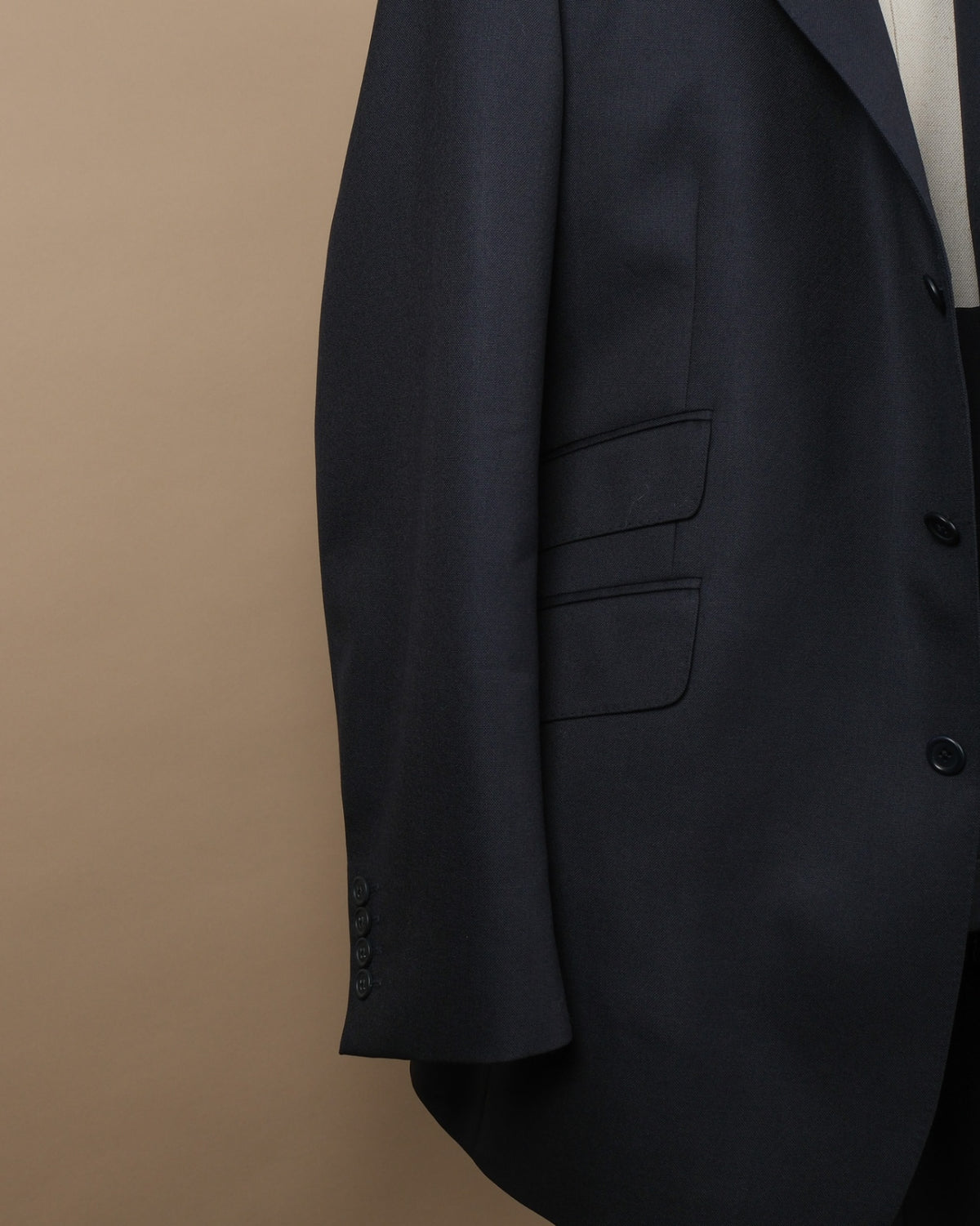 Navy Fine Worsted Wool Suit, Made in England