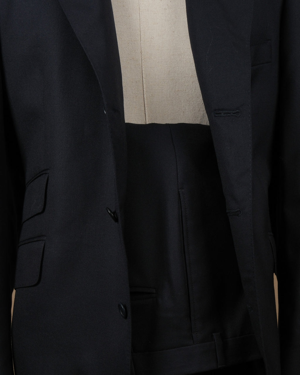 Navy Fine Worsted Wool Suit, Made in England