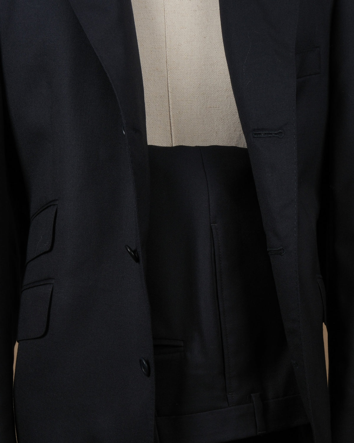 Navy Fine Worsted Wool Suit, Made in England