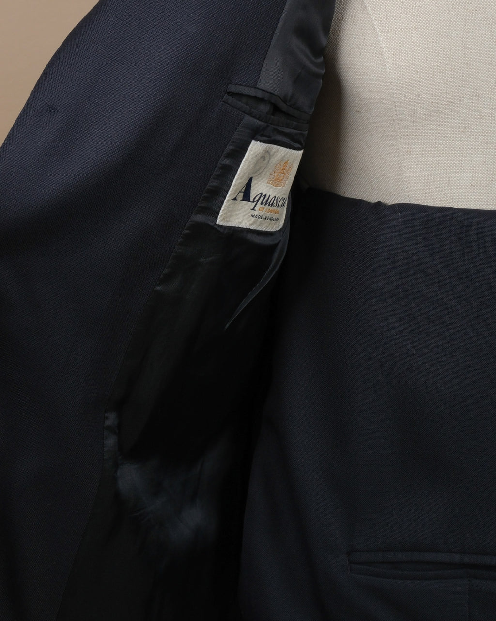 Navy Fine Worsted Wool Suit, Made in England