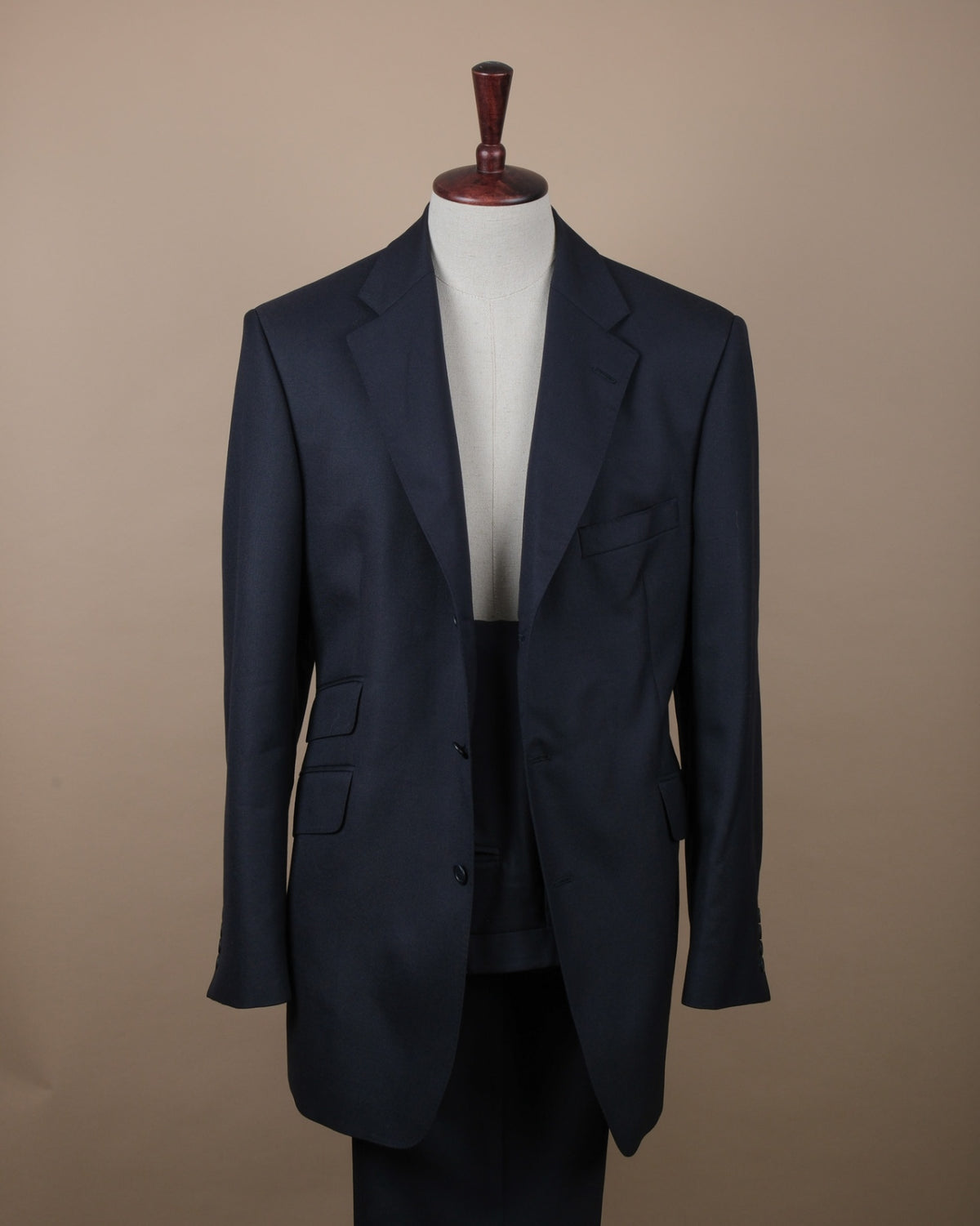 Navy Fine Worsted Wool Suit, Made in England