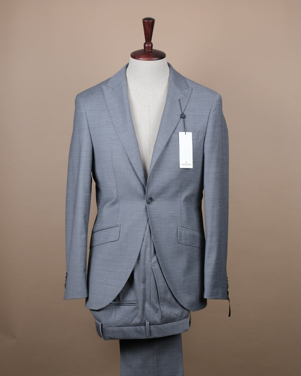 Mid Grey Wool Blend Peak Lapel Suit