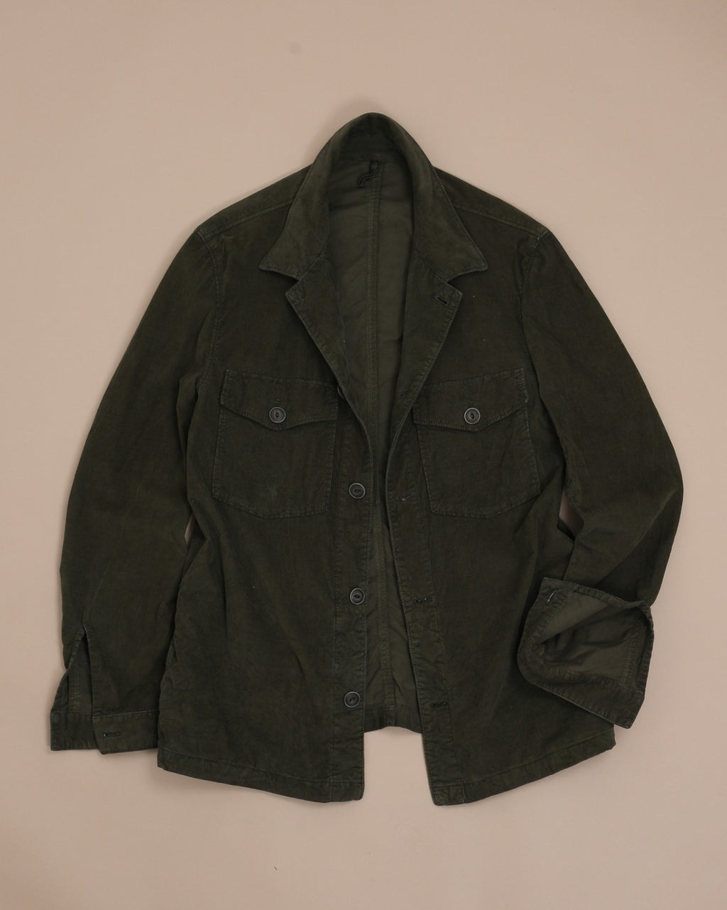 Dark Olive Bedford Cord Overshirt 