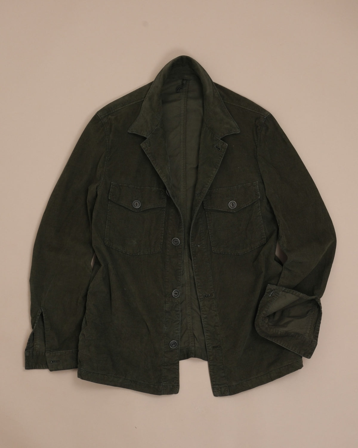 Dark Olive Bedford Cord Overshirt 