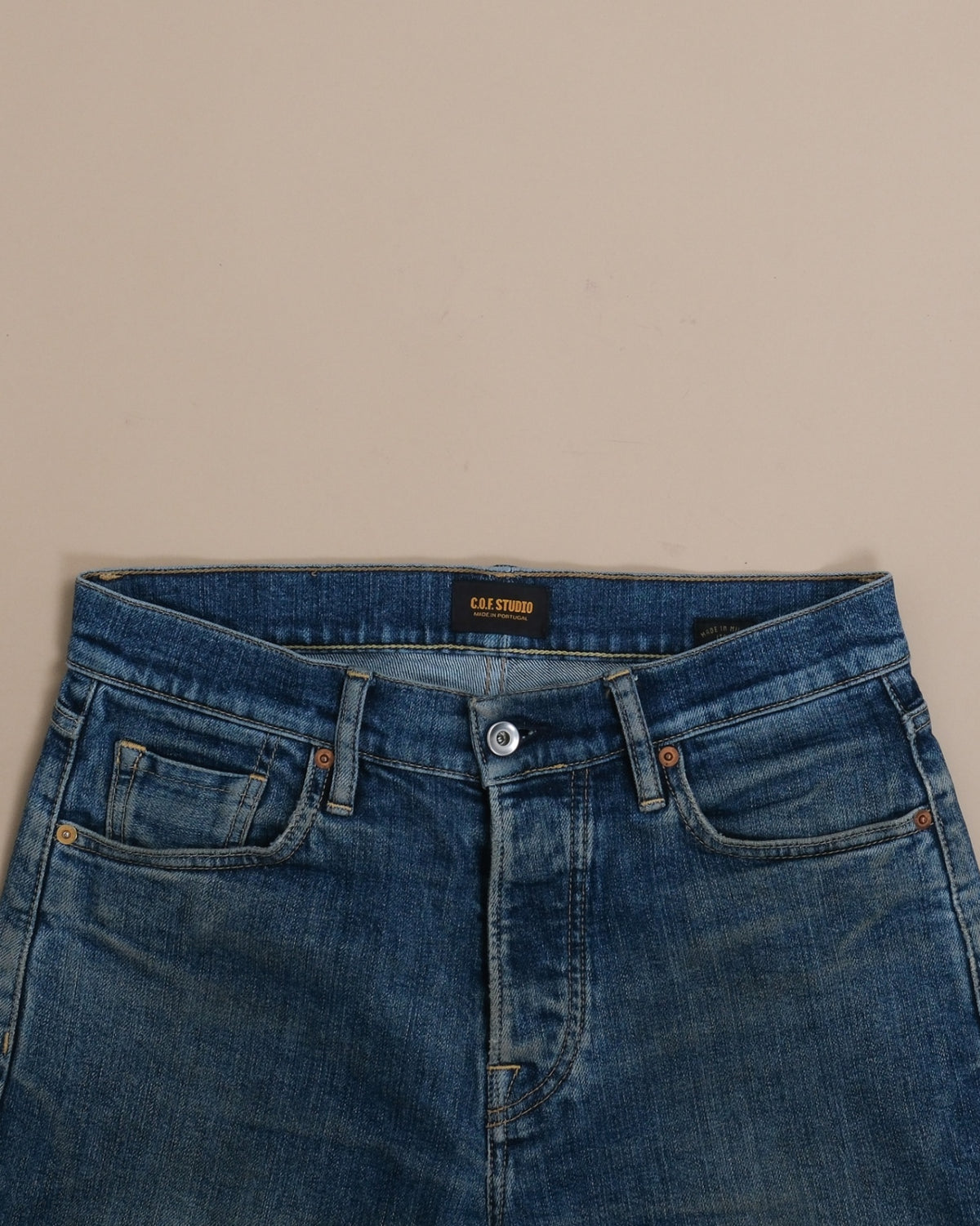 Faded Dark Wash Mid-Rise Jeans 