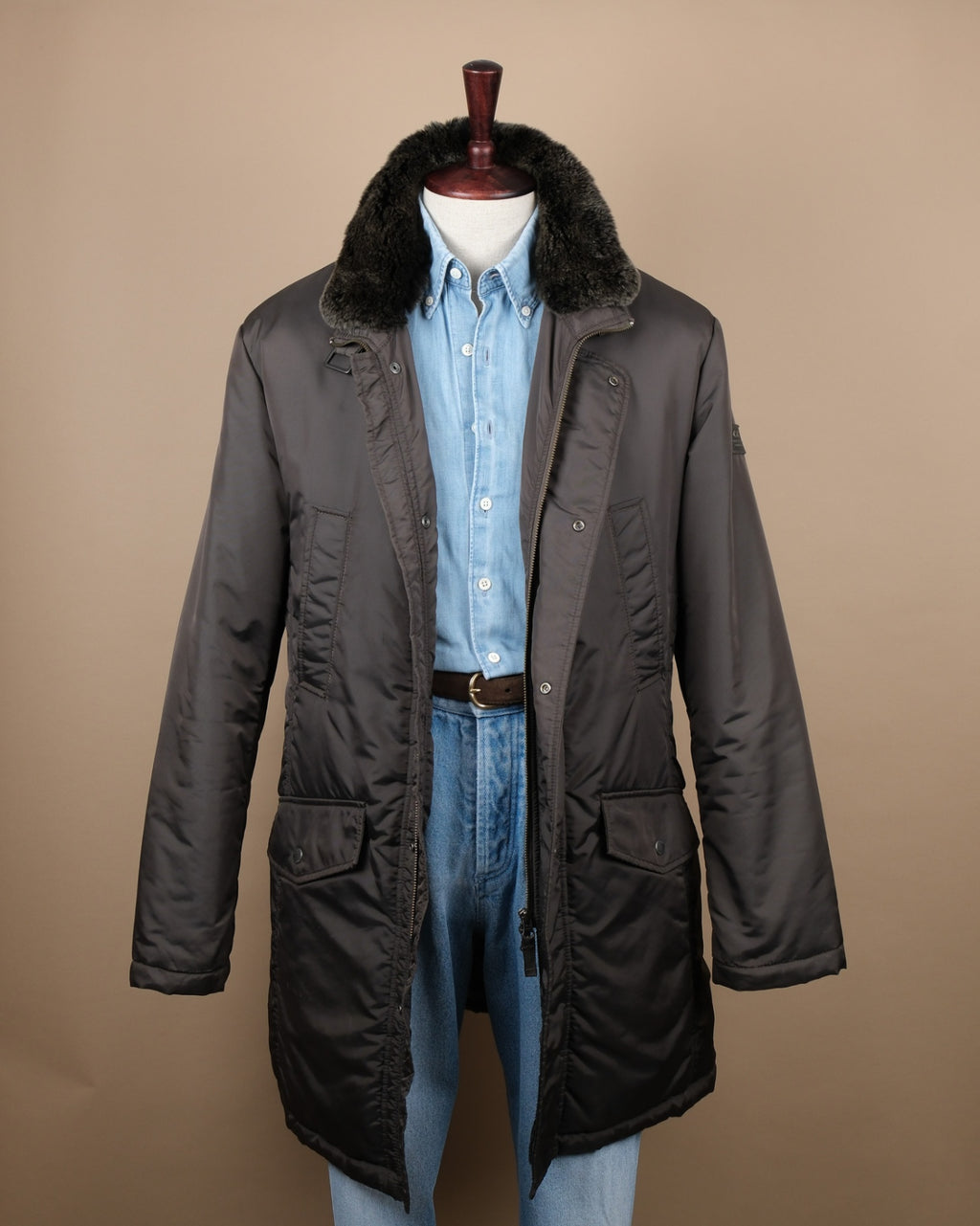 Gun-Metal Grey Padded Field Coat