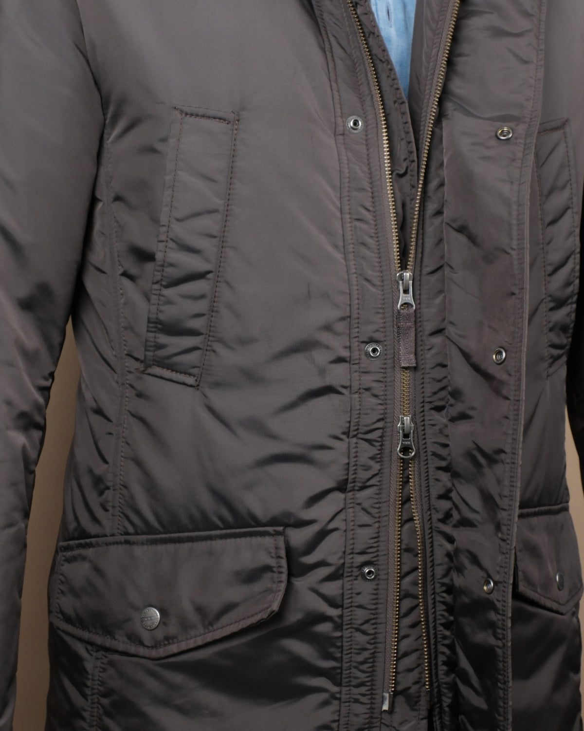 Gun-Metal Grey Padded Field Coat
