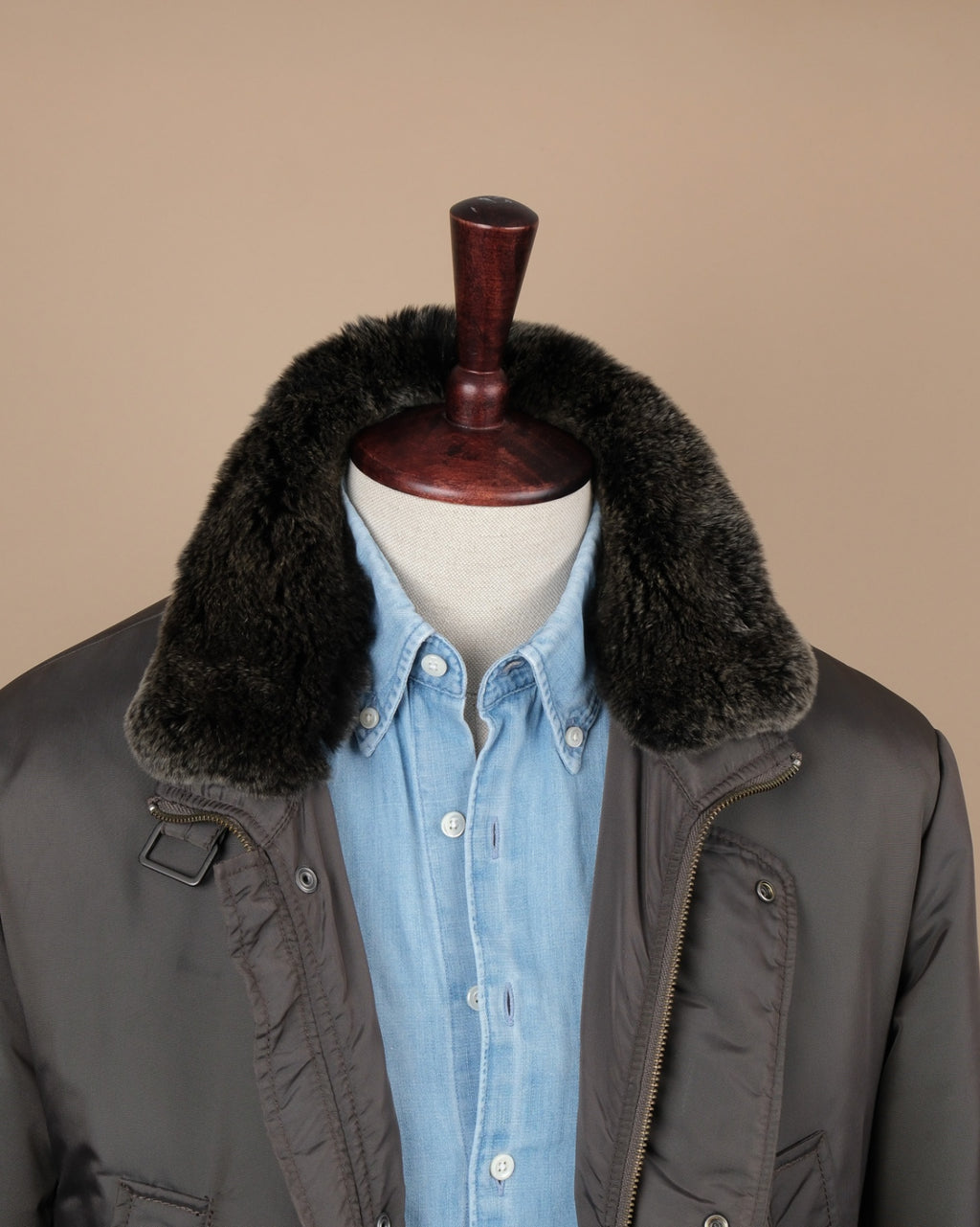 Gun-Metal Grey Padded Field Coat
