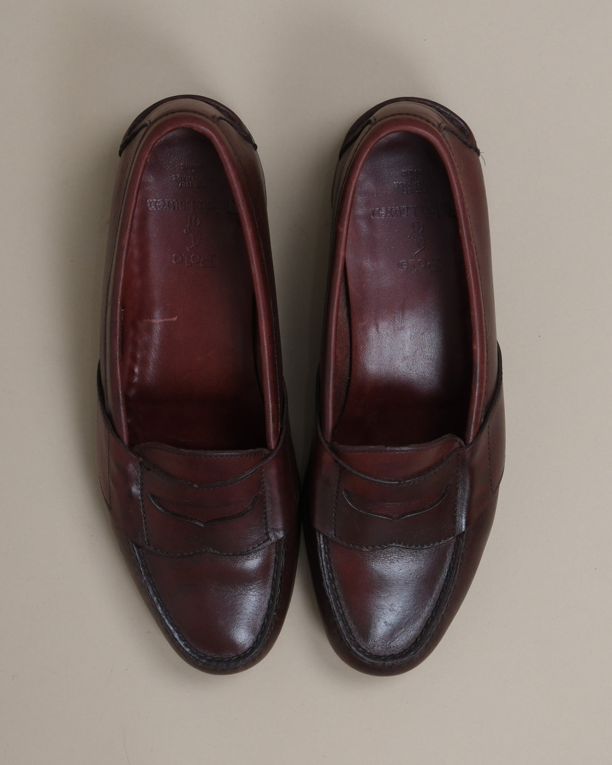 Oxblood Leather Full-Strap Loafers, Made in USA