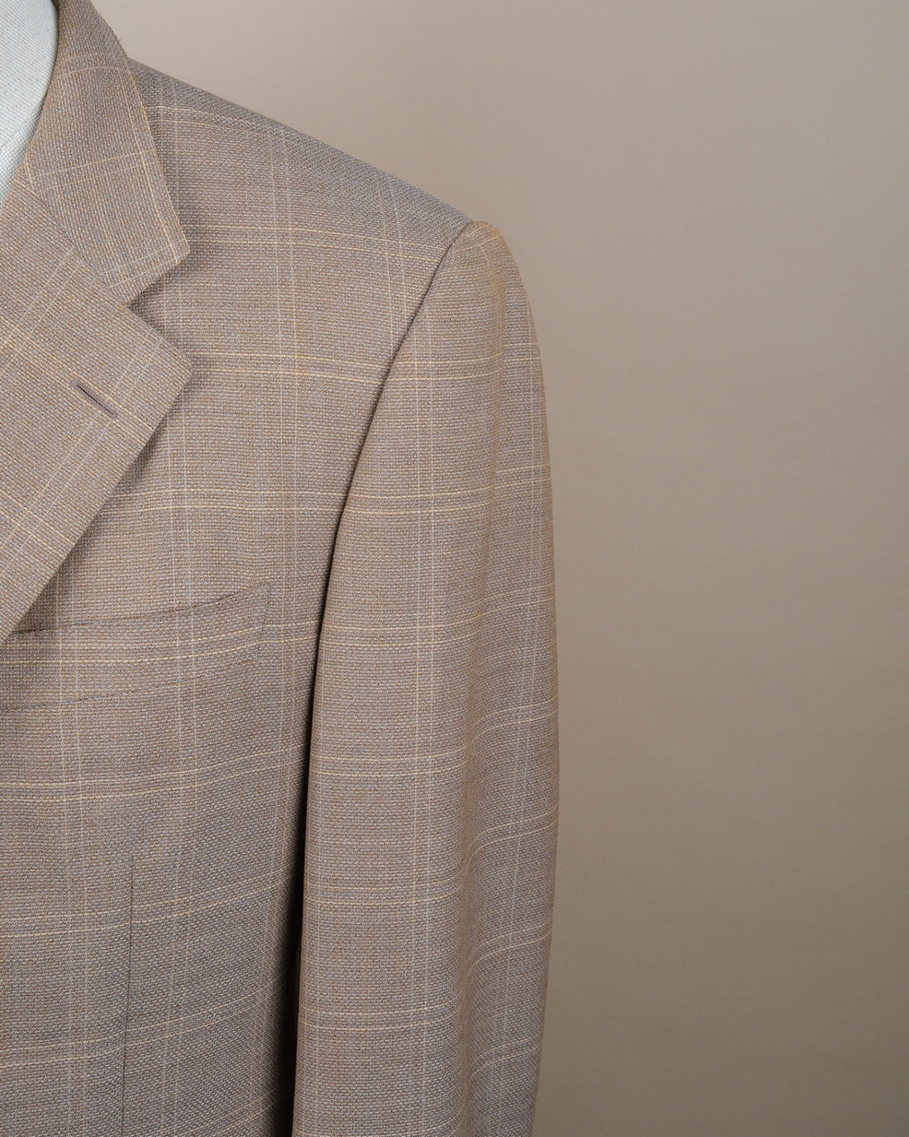 Sand Tonal Checked Virgin Wool Sports Jacket