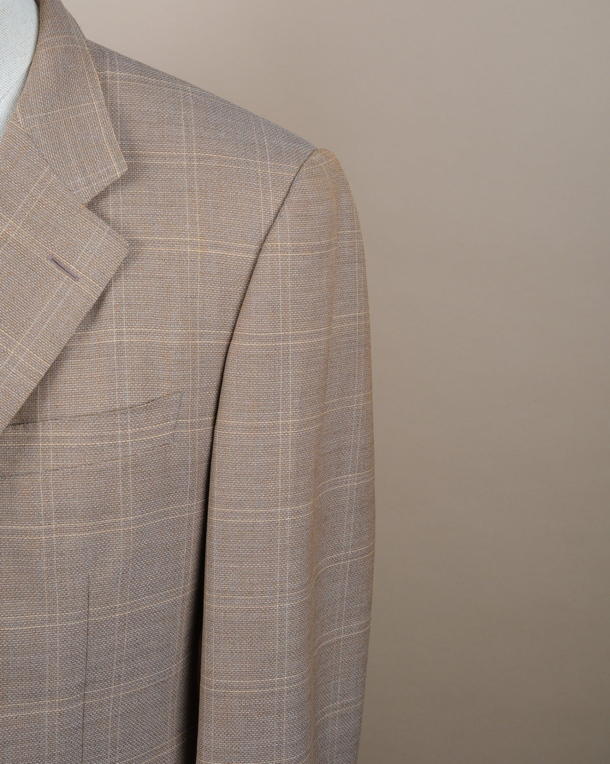 Sand Tonal Checked Virgin Wool Sports Jacket