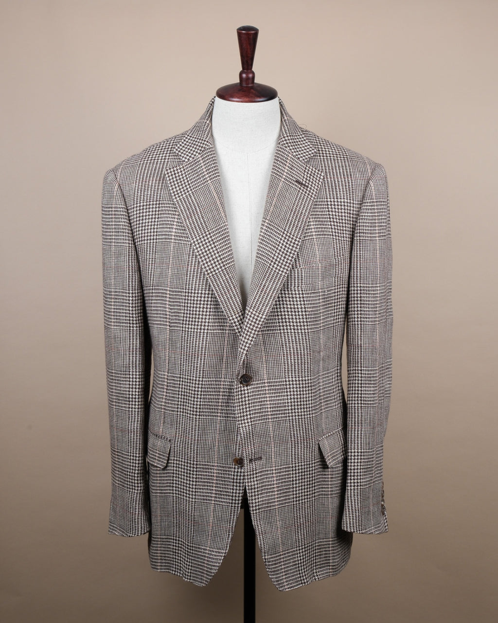 Chocolate/Off-White Irish Linen Prince of Wales Sports Jacket