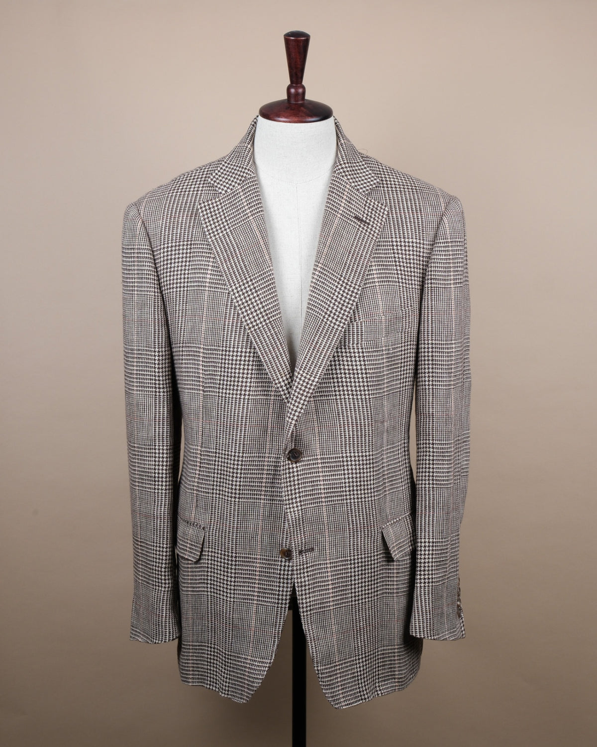Chocolate/Off-White Irish Linen Prince of Wales Sports Jacket