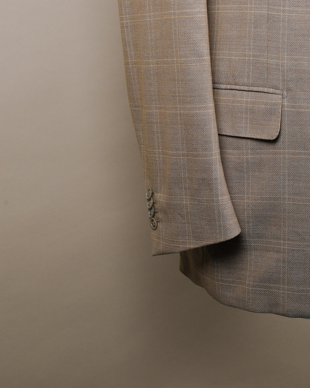 Sand Tonal Checked Virgin Wool Sports Jacket