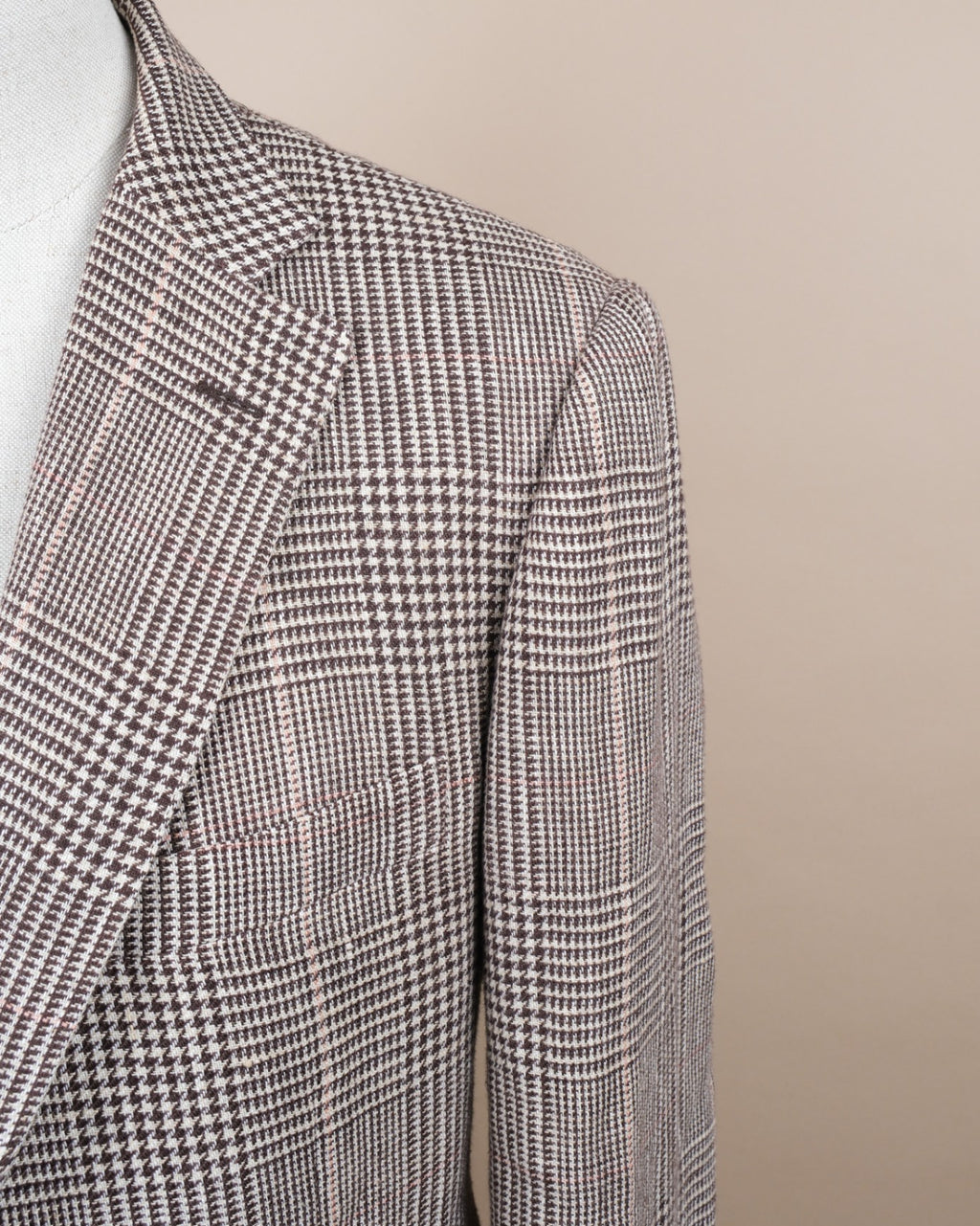 Chocolate/Off-White Irish Linen Prince of Wales Sports Jacket