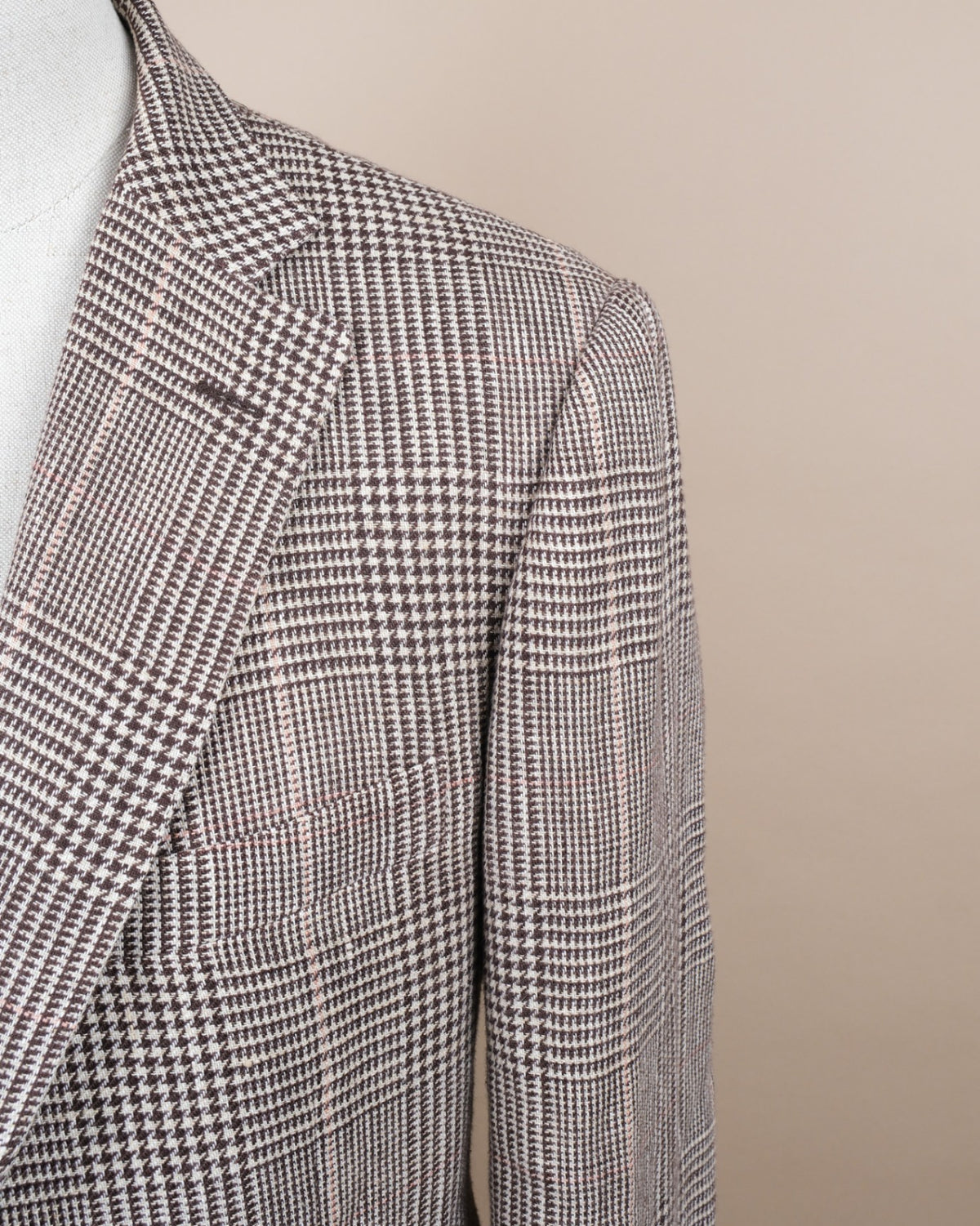 Chocolate/Off-White Irish Linen Prince of Wales Sports Jacket