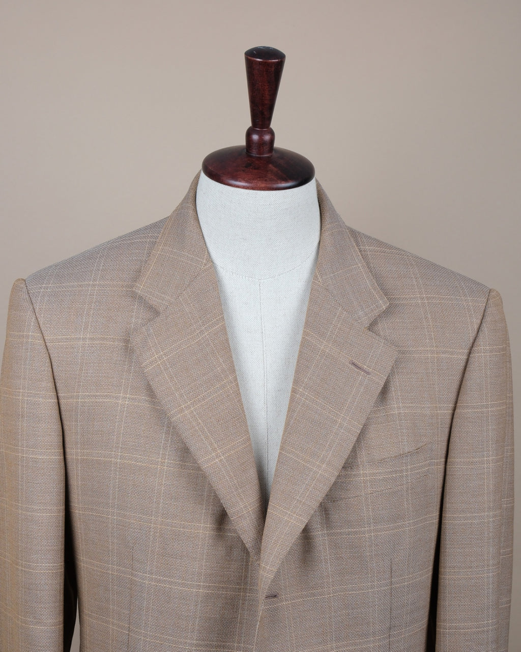 Sand Tonal Checked Virgin Wool Sports Jacket