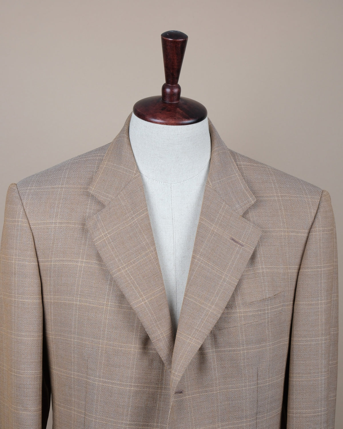 Sand Tonal Checked Virgin Wool Sports Jacket